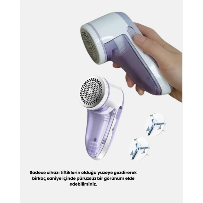 BUĞZ Şarjlı Tiftik Temizleyici – Çıkarılabilir Hazneli, Anti-Statik Fırçalı, USB Şarjlı