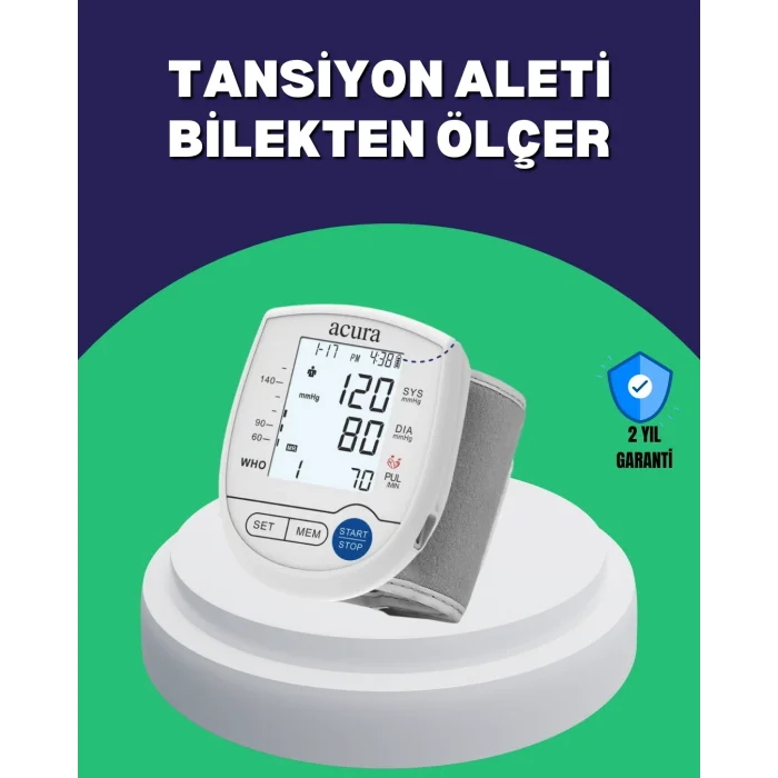 BUĞZ Şarjlı ve Pilli Bilek Tansiyon Ölçer Dijital Ekran Hafıza Kayıtlı