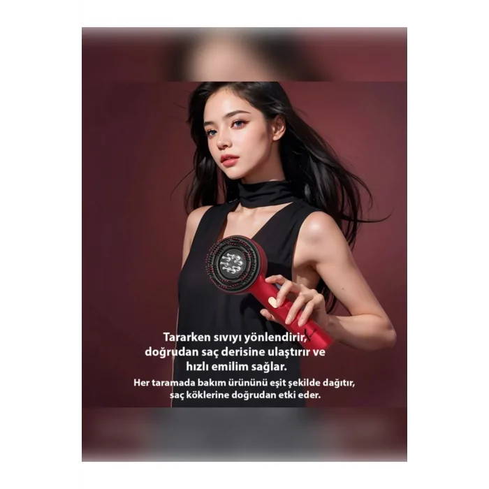  Şarjlı Ve Titreşimli Saç Masaj Tarağı Bakım Yağı Hazneli Fırça