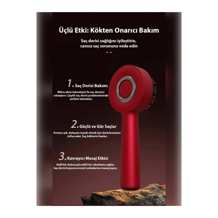  Şarjlı Ve Titreşimli Saç Masaj Tarağı Bakım Yağı Hazneli Fırça