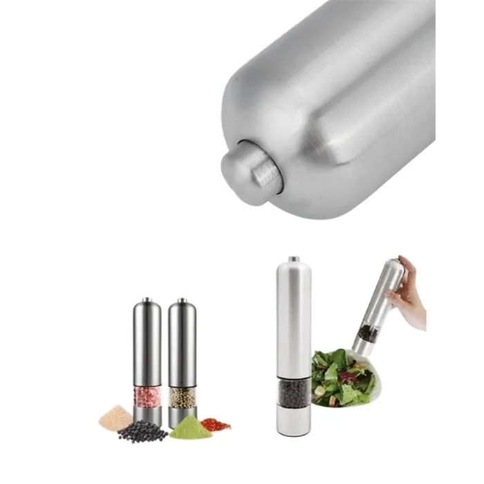 Şeffaf Hazneli Elektrikli Tuz Karabiber Öğütücü Pilli Taşınabilir Mutfak Aleti