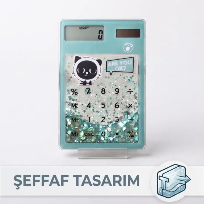 BUĞZ Şeffaf Hesap Makinesi - Sevimli Simli Tasarım
