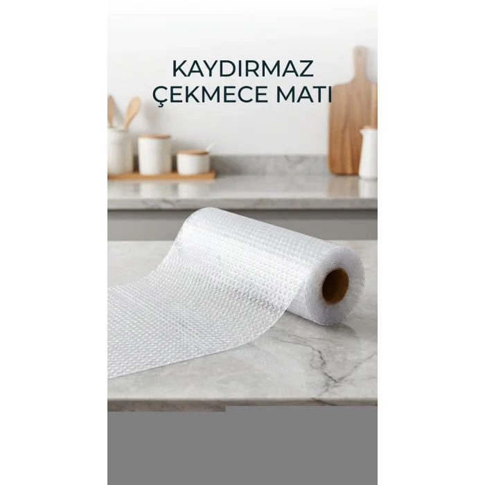 BUĞZ Şeffaf Kaydırmaz Dolap İçi Raf Örtüsü 45x300 cm Koruyucu PVC