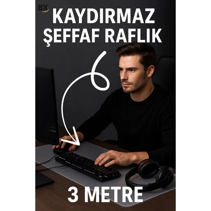  Şeffaf Kaydırmaz Raflık 45x300 Cm Dolap İçi, Çekmece ve Buzdolabı İçin Koruyucu EVA Pvc Örtü
