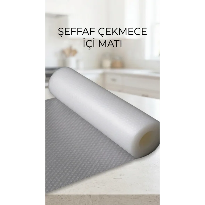 BUĞZ Şeffaf Kaydırmaz Raflık Koruyucu Pvc Dolap İçi Çekmece Örtüsü 45x300cm