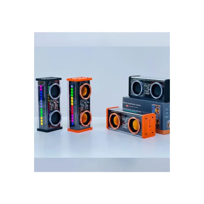 BUĞZ Şeffaf Mecha Müzik Tws Stereo Rgb İşıklı Hoparlör Kablosuz Bluetooth 5.0 Taşınabilir Hoparlör V9