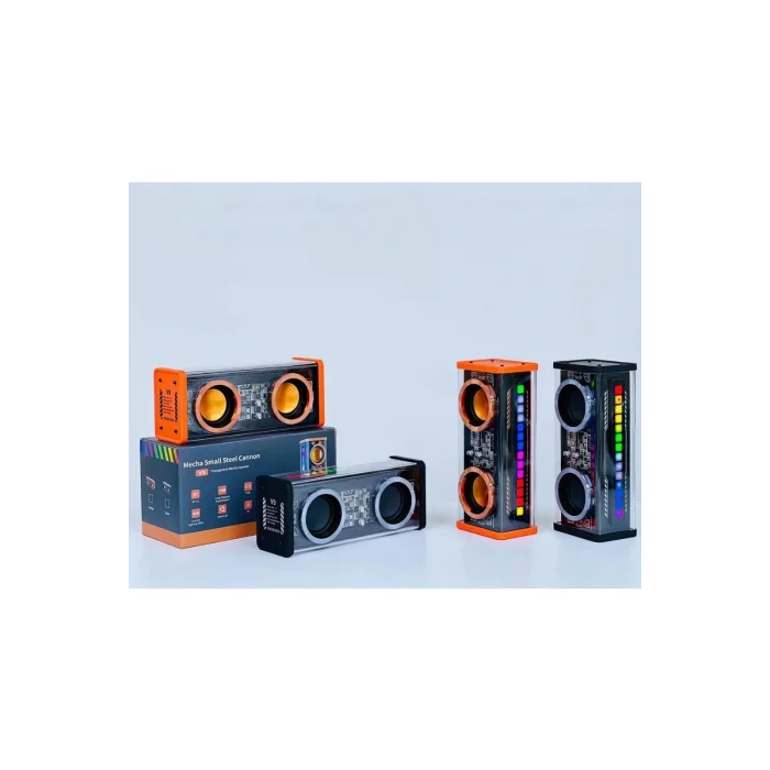 BUĞZ Şeffaf Mecha Müzik Tws Stereo Rgb İşıklı Hoparlör Kablosuz Bluetooth 5.0 Taşınabilir Hoparlör V9
