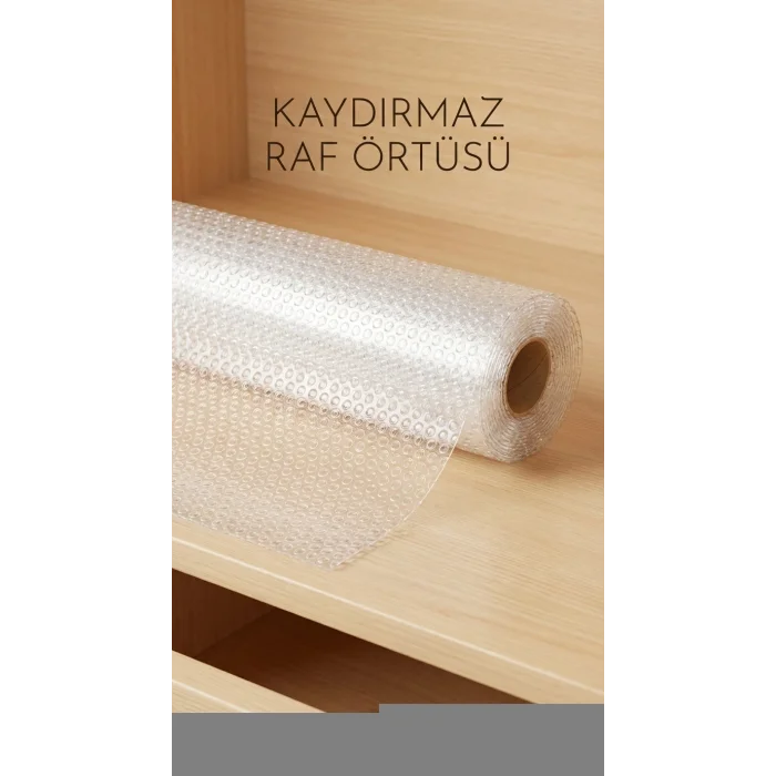 BUĞZ Şeffaf PVC Kaydırmaz Raflık Dolap İçi Çekmece Örtüsü 45x300 cm Koruyucu