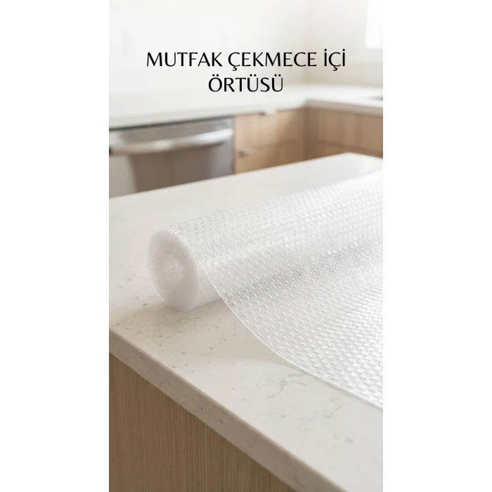 BUĞZ Şeffaf Pvc Raf Kaydırmaz Dolap İçi Çekmece Örtüsü 45x300 cm Koruyucu