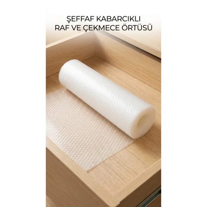 BUĞZ Şeffaf Pvc Raf ve Dolap İçi Kaydırmaz Koruyucu Örtü 45x300 cm