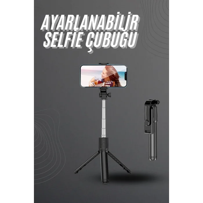 BUĞZ Selfie Çubuğu Tripod Bluetooth Kumandalı Selfie Çubuğu Telefon Tutucu