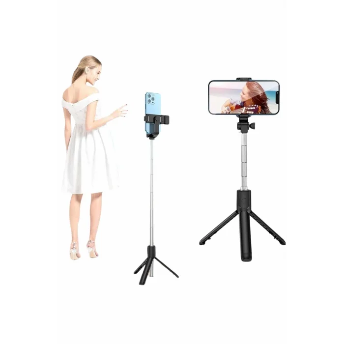 BUĞZ Selfie Çubuğu Tripod Bluetooth Kumandalı Selfie Çubuğu Telefon Tutucu