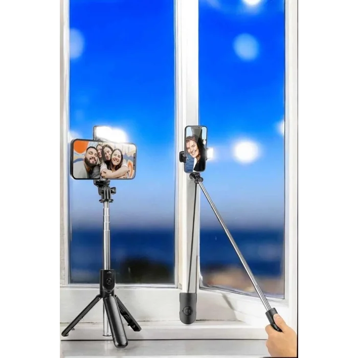 BUĞZ Selfie Çubuğu Tripod Kumandalı Telefon Tutucu Siyah