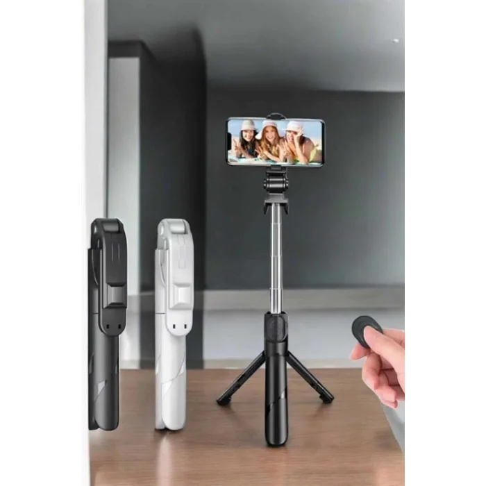 BUĞZ Selfie Çubuğu Tripod Kumandalı Telefon Tutucu Siyah