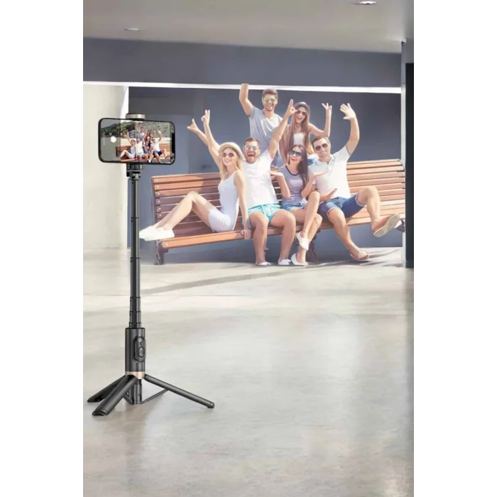 BUĞZ Selfie Çubuğu Tripod Kumandalı Telefon Tutucu Siyah - BUĞZ