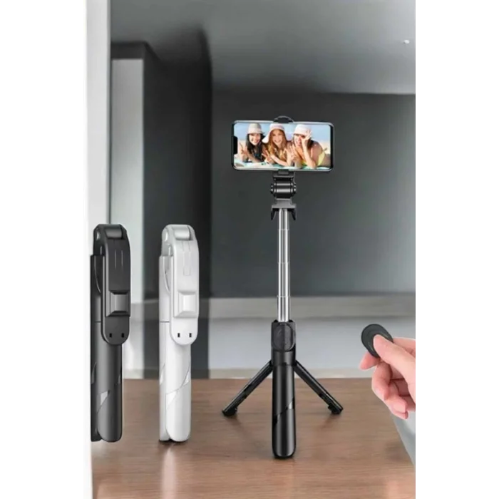 BUĞZ Selfie Çubuğu Tripod Kumandalı Telefon Tutucu Siyah - BUĞZ