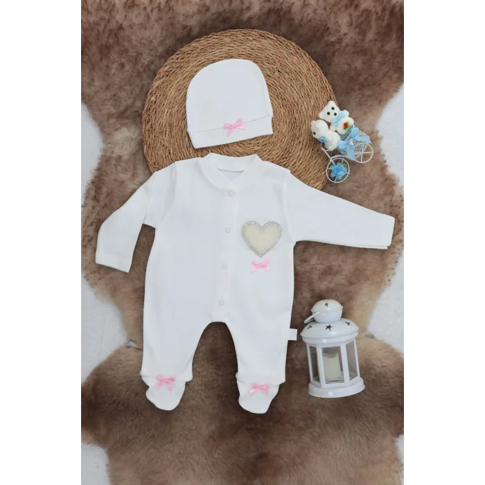 BUĞZ Sema Baby Pamuklu Bebek Tulum Seti 0-3 Ay - Love