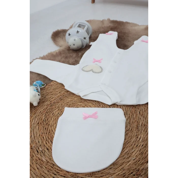 BUĞZ Sema Baby Pamuklu Bebek Tulum Seti 0-3 Ay - Love