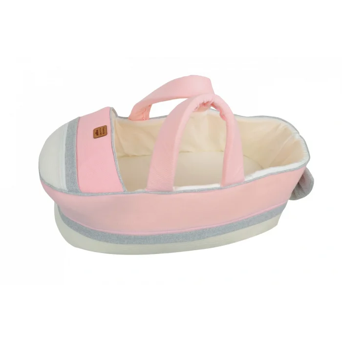 BUĞZ Sema Baby Portbebe Yenidoğan Bebek Yatağı - Ekru/Pembe