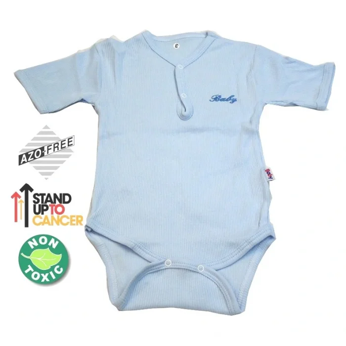 BUĞZ Sema Baby Yarım Kol Kaşkorse Badi (Body) - Mavi  0-6 Ay