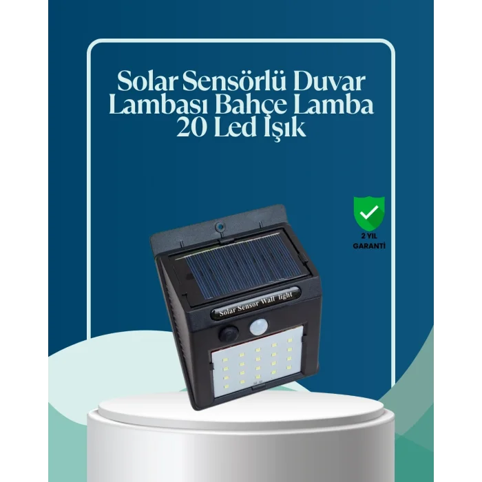 BUĞZ Sensörlü 20 LED Solar Duvar Lambası 3 Metre Algılama Mesafesi