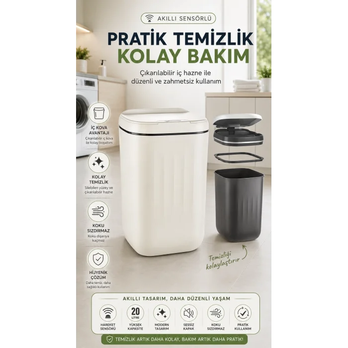 BUĞZ Sensörlü Çalışan Hareketle Aktivite Olan Çöp Kutusu Anti-bakteri