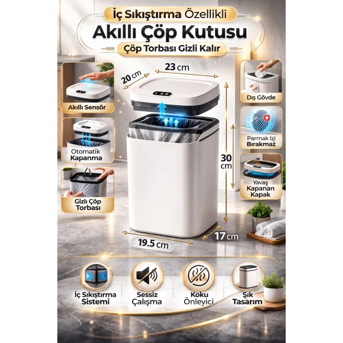 BUĞZ Sensörlü Çöp Kovası Otomatik Kapak Temassız
