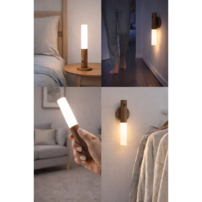 BUĞZ Sensörlü Dekoratif Meşale Duvar Aplik LED Gece Lambası Mıknatıslı Model