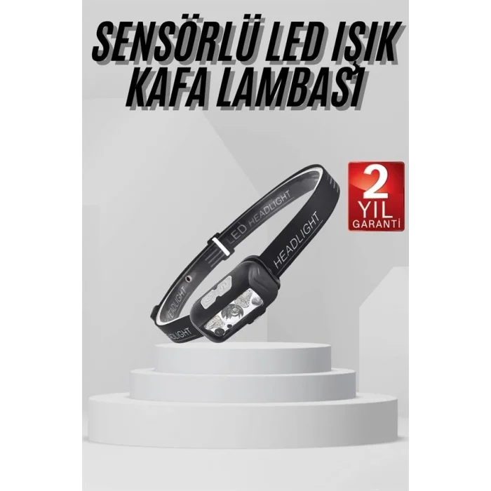 BUĞZ Sensörlü Şarjlı Type-c Şarj Işıklı Kafa Lambası Kamp Lambası