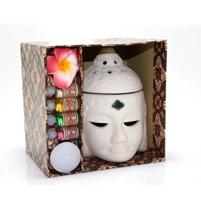 BUĞZ Seramik Buda Büstü Buhurdanlık Seti No:03