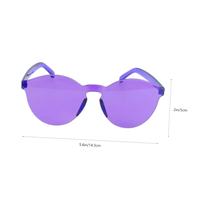  Sert Mika Oval Şekilli Çerçevesiz Mor Gözlük Retro Parti 5x14 cm