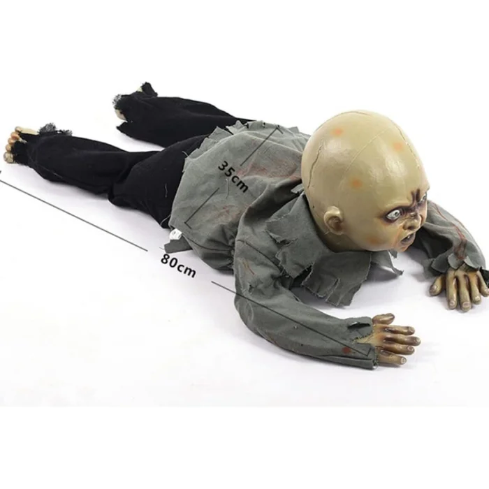 BUĞZ Sesli Işıklı ve Sensörlü Yerde Emekleyen Hareketli Bebek Hayalet Zombi Dekor 30x85 cm