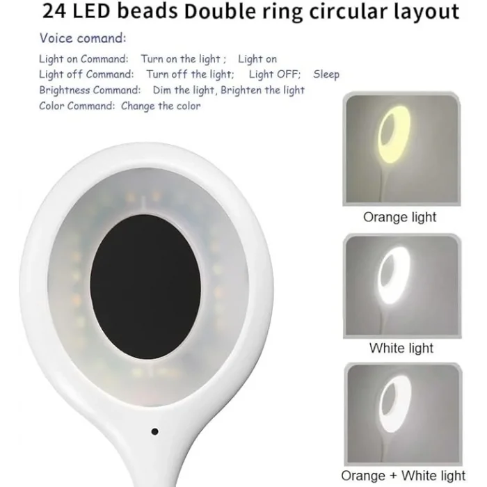 BUĞZ Sesli Komutla Çalışan Akıllı USB LED Lamba Esnek Başlıklı Taşınabilir Masa ve Okuma Işığı