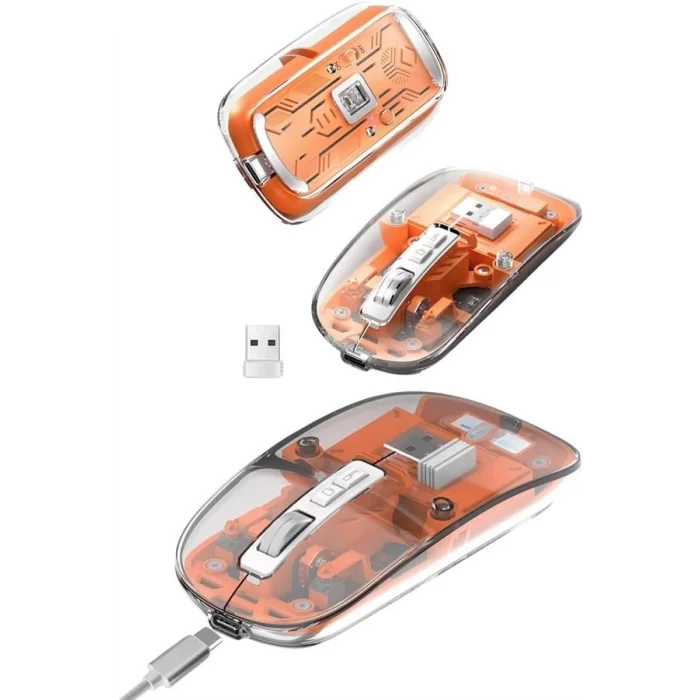 BUĞZ Sessiz Tıklama Çift Modlu Bluetooth Ve Alıcı Şeffaf Mouse Fare