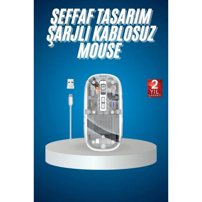 BUĞZ Sessiz Tıklama Çift Modlu Bluetooth Ve Alıcı Şeffaf Mouse Fare