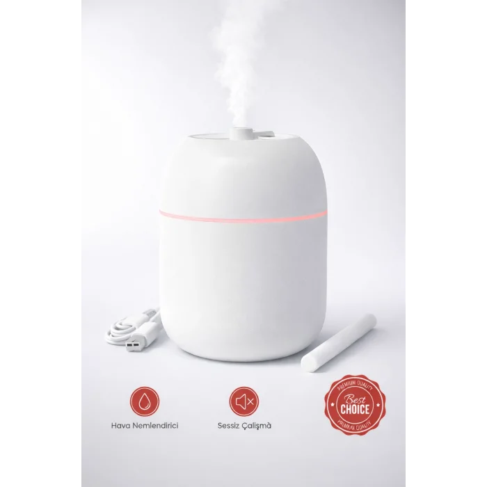 BUĞZ Sessiz Ultrasonik Hava Nemlendirici 220ml Buhar Makinesi Gece Lambalı USB Ofis Ev Tipi