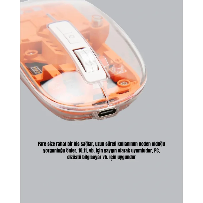  Sessiz ve Ergonomik Kablosuz Fare - 30 Gün Kullanım, 2 Modlu Bağlantı