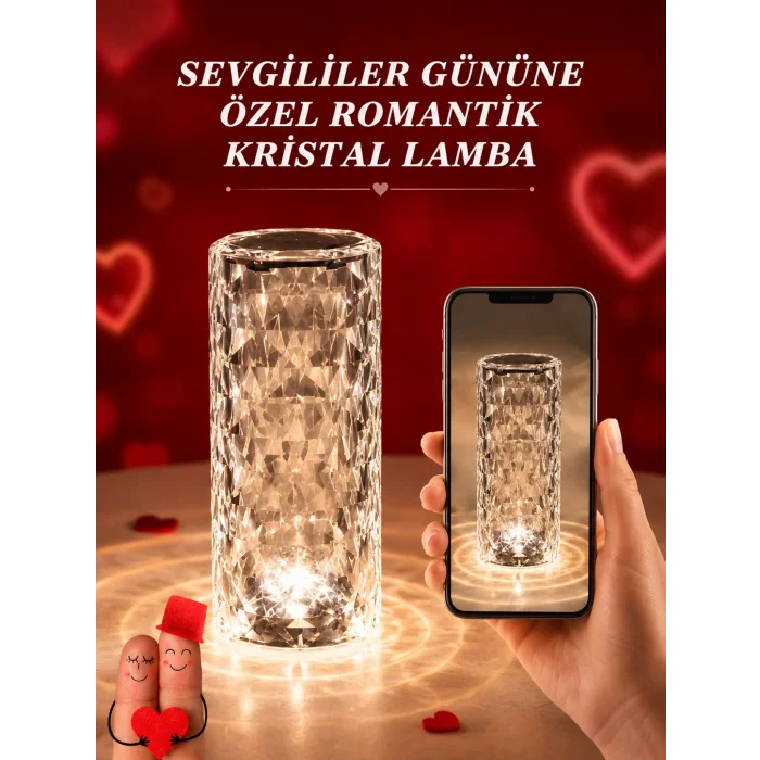 BUĞZ Sevgililer Günü İçin Hediye Kristal Lamba Sevgiliye Hediye USB Şarjlı Gece Lambası (Kopya)