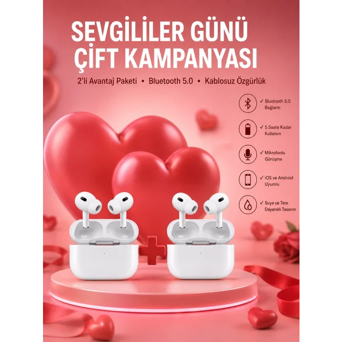 BUĞZ Sevgiliye Hediye Çift Kulaklığı Yeni Nesil Pro Kulaklık Sevgililer Gününe Özel Kampanya