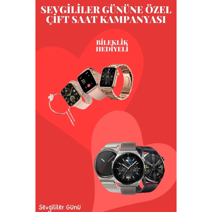  Sevgiliye Özel Yeni Nesil Akıllı Saat Çiftlere Özel Kampanya Çift Saatleri