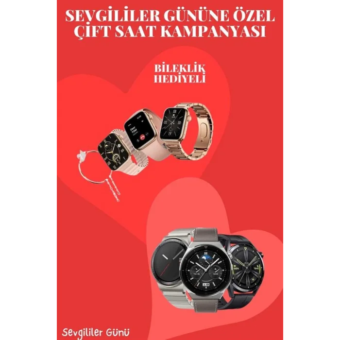 BUĞZ Sevgiliye Özel Yeni Nesil Akıllı Saat Çiftlere Özel Kampanya Çift Saatleri - BUĞZ