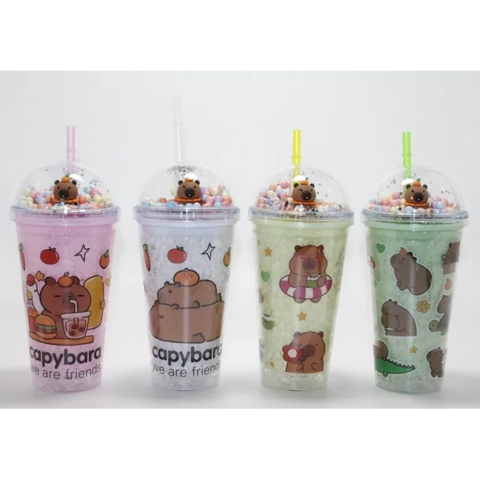 BUĞZ Sevimli Kapibara Pipetli Boncuklu Termos & Suluk Alk4707