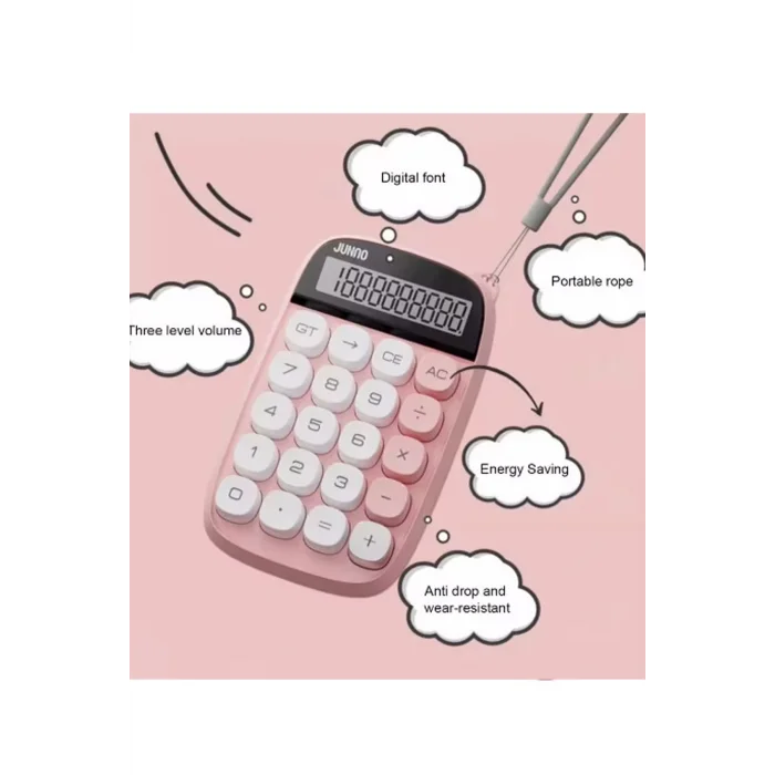 BUĞZ Sevimli Kare Tuşlu 10 Haneli Ldc Ekran Hesap Makinası Pembe