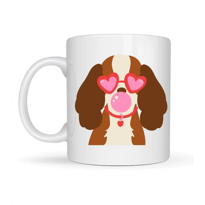 BUĞZ Sevimli Köpek Figürlü Kalpli Gözlüklü Porselen Kupa Model 45 – Aşk Dolu Tasarım