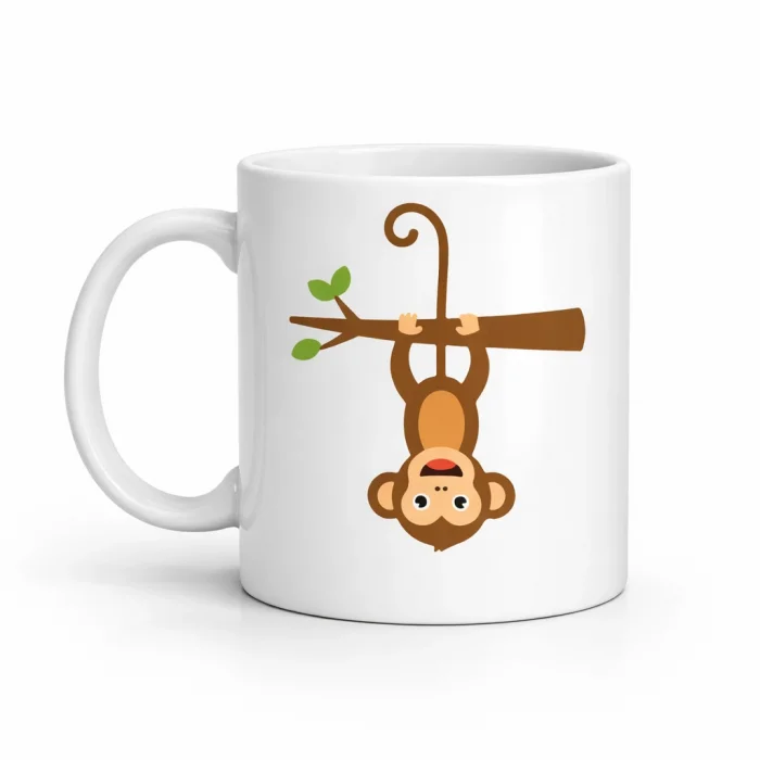 BUĞZ Sevimli Maymun Desenli Porselen Kupa MODEL 73 – Eğlenceli Tasarım, Kahve & Çay Kupası