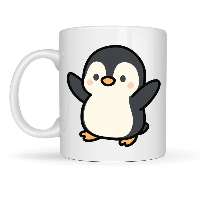 BUĞZ Sevimli Penguen Tasarımlı Porselen Kupa MODEL 106 – Kış Temalı Tatlı Kahve Kupası , Hediye Fikri