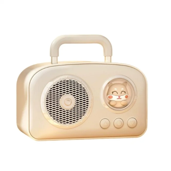 BUĞZ Sevimli Tasarımlı Taşınabilir Radyolu Bluetooth Hoparlör Bej