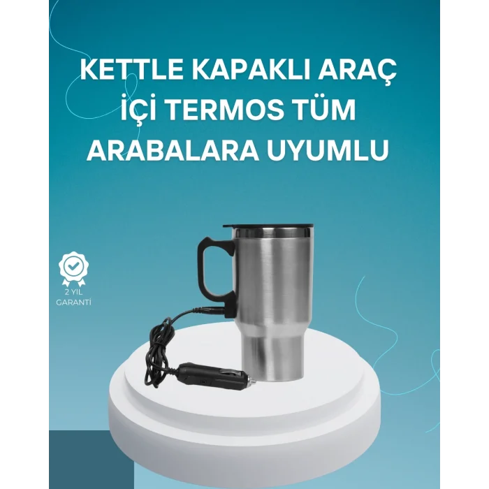  Seyahat Tipi Araç Çakmaklı Isıtıcı Çelik Termos Bardak