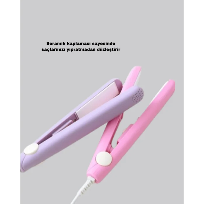 BUĞZ Seyahat Tipi Mini Saç Düzleştirici – Seramik Kaplama, Hızlı Isınma, Kompakt Tasarım - Lisinya