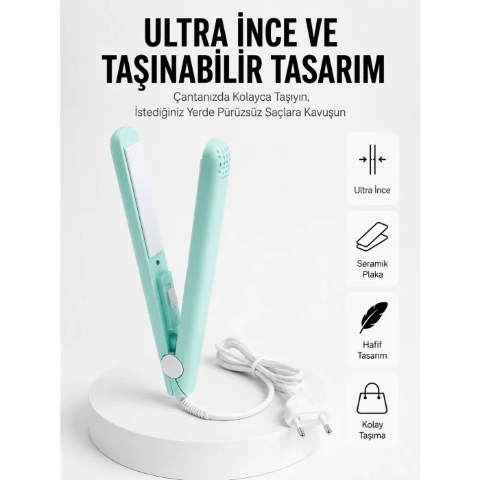 BUĞZ Seyahat Tipi Taşınabilir Saç Düzleştirici Saç Şekillendirici Yüksek Isı Ayarlı